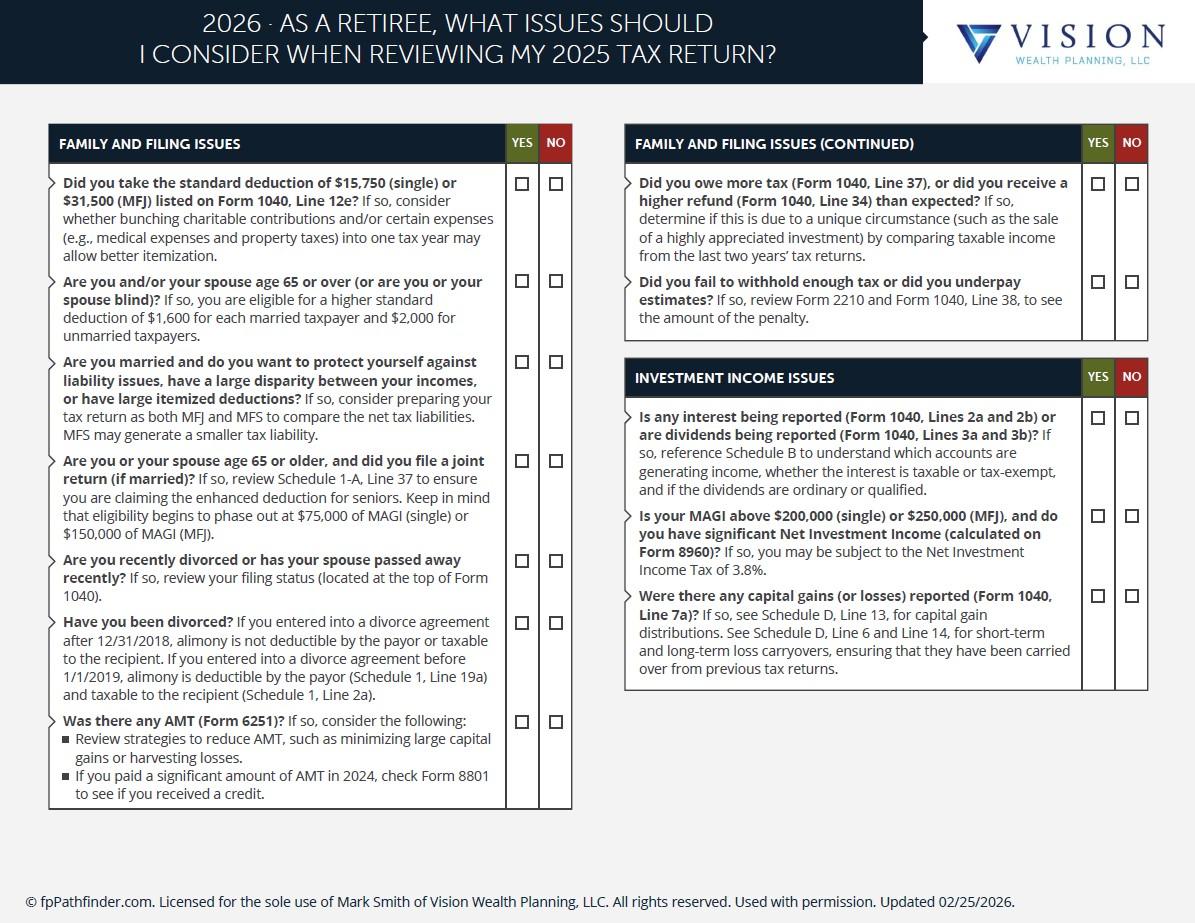 As A Retiree What Issues Should I Consider When Reviewing My 2025 Tax Return? Thumbnail