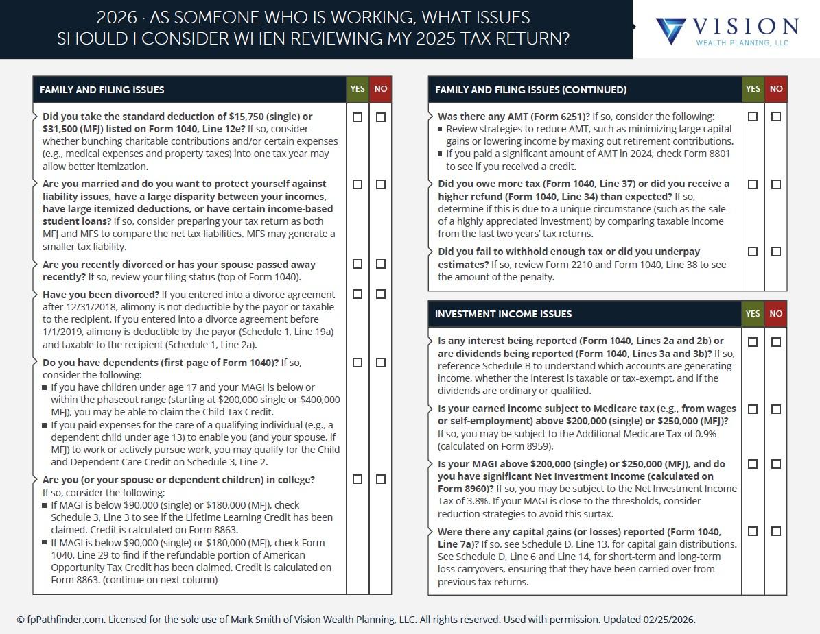 As Someone Who Is Working What Issues Should I Consider When Reviewing My 2025 Tax Return? Thumbnail