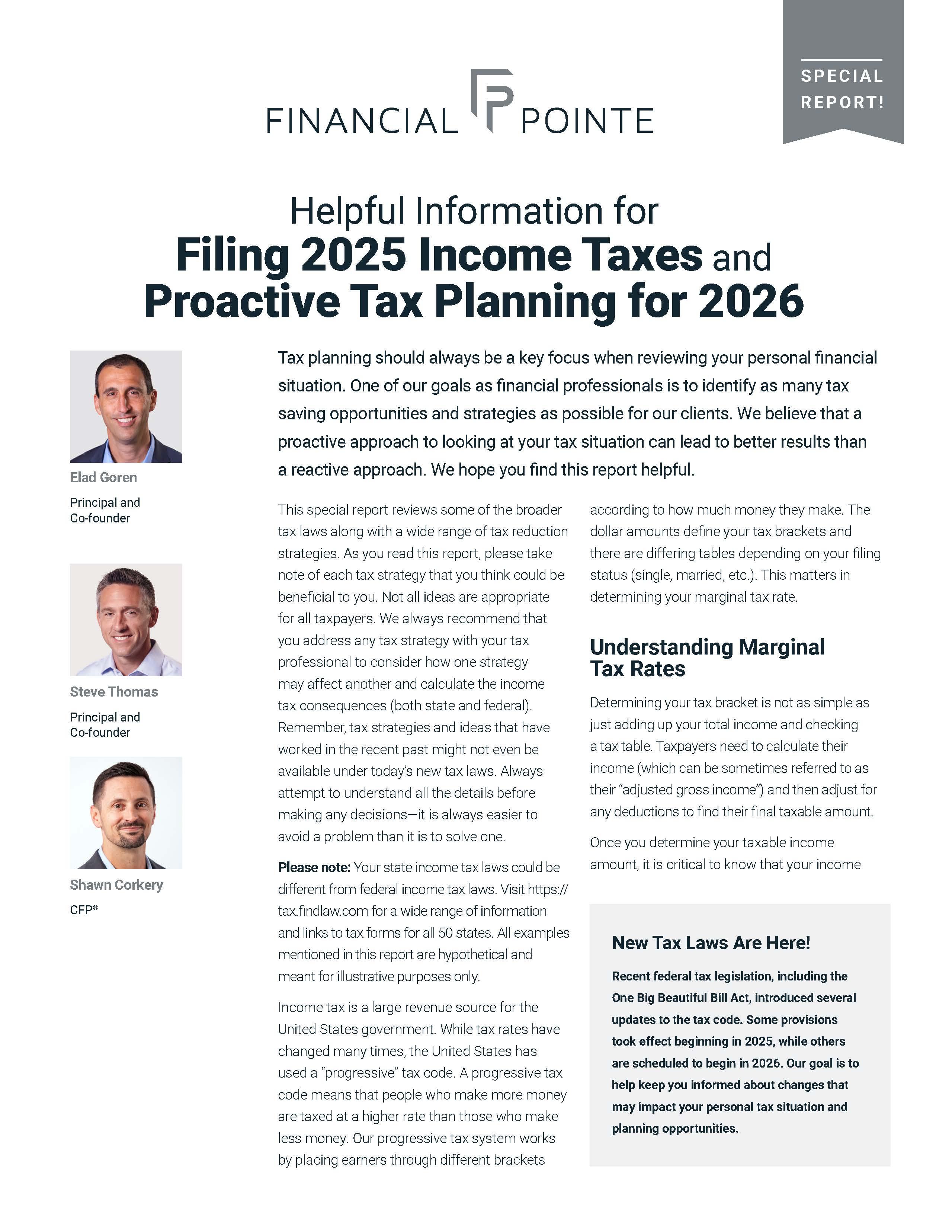 Helpful Information for Filing 2025 Income Taxes and Proactive Tax Planning for 2026 Thumbnail