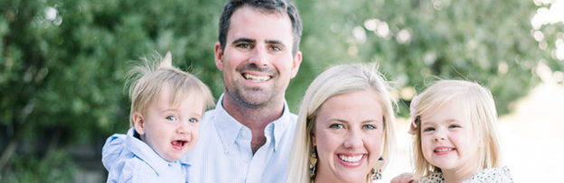 Jake with wife Katy, daughter, Milly, and son, Graham