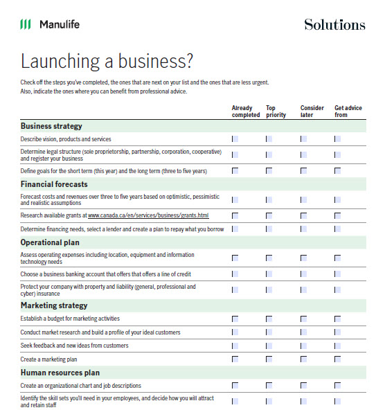 Launching A Business Worksheet Solutions For Financial Planning