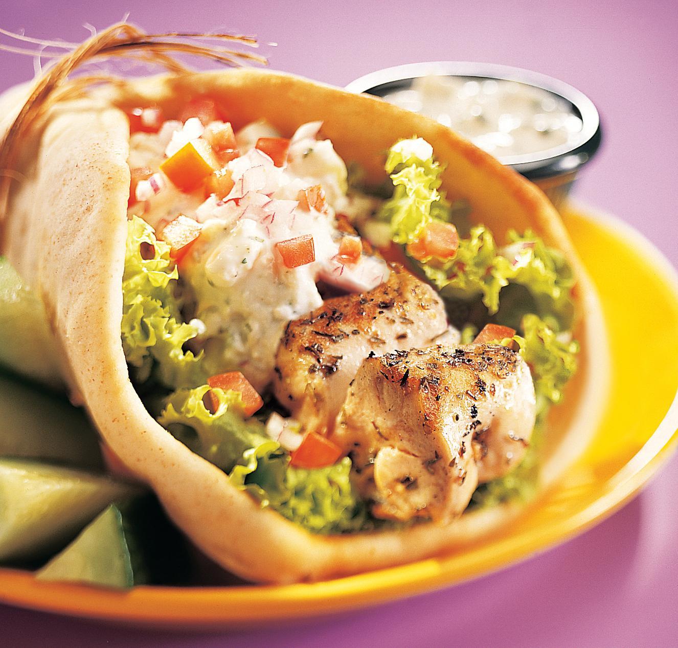 Greek taverna sandwiches with garlic feta-cheese tzatziki Thumbnail