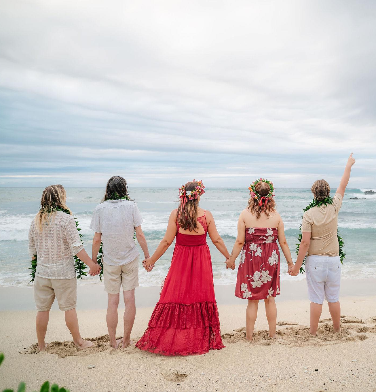 Szablis and her children and son-in-law in her hometown on Kauai, Hawaii