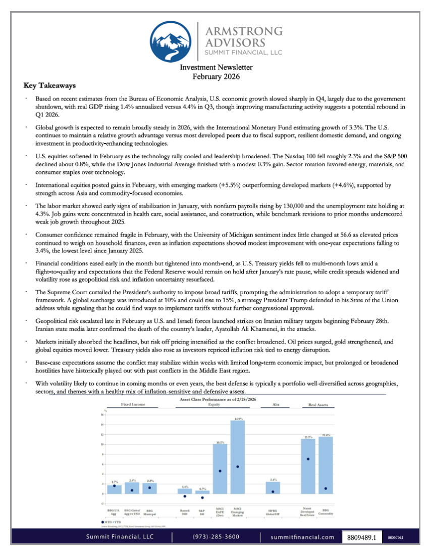 SF Investment Markets and Economic Newsletter - February 2026  Thumbnail