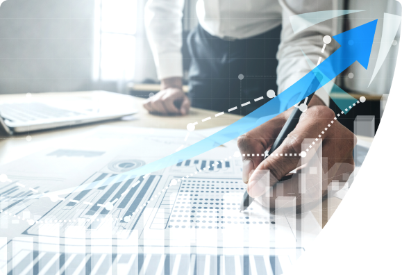 Business person analyzing chart data