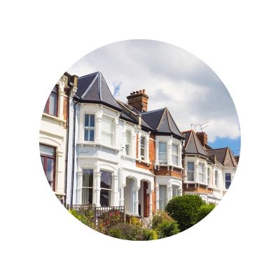 View of row of victorian row houses