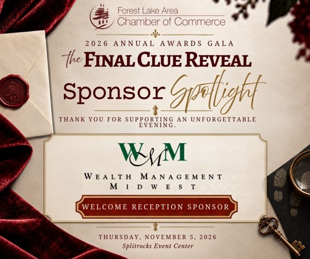 Wealth Management Midwest Named Welcome Reception Sponsor for the 2026 Forest Lake Area Chamber Annual Awards Gala Thumbnail