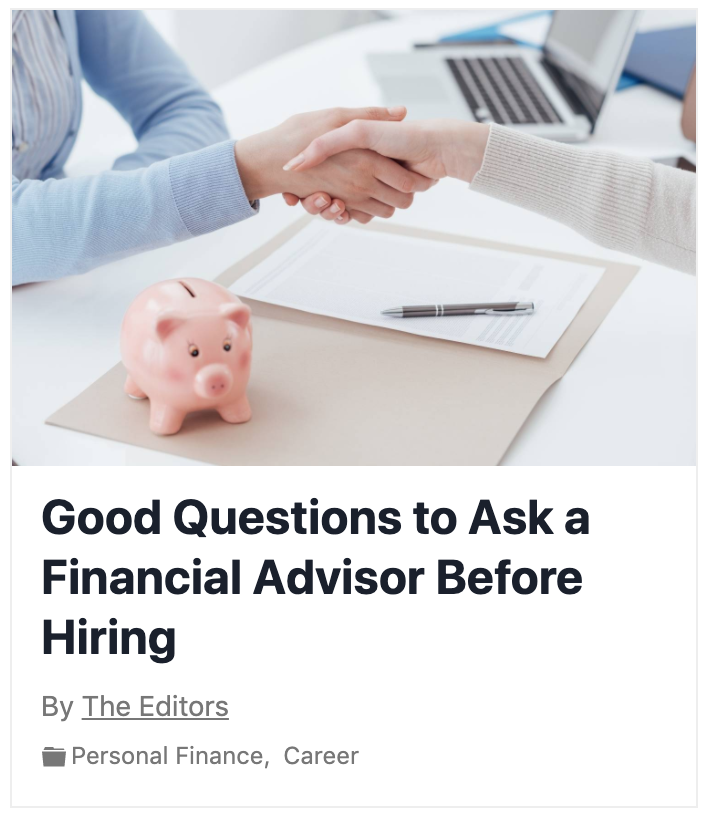 The experts (including our very own Brian Carney) weigh in on the best questions to ask a Financial Advisor before hiring. Thumbnail