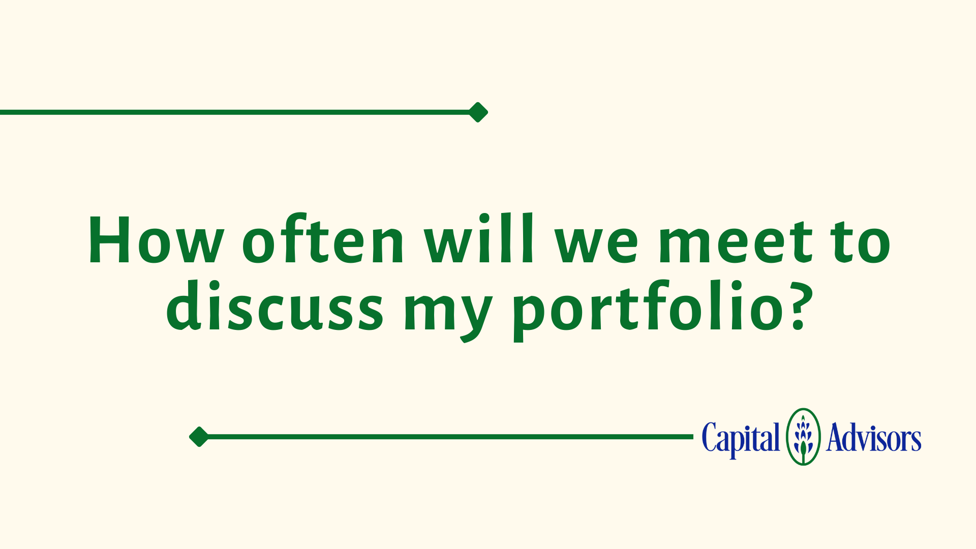 Ask An Advisor: How often will we meet? Thumbnail