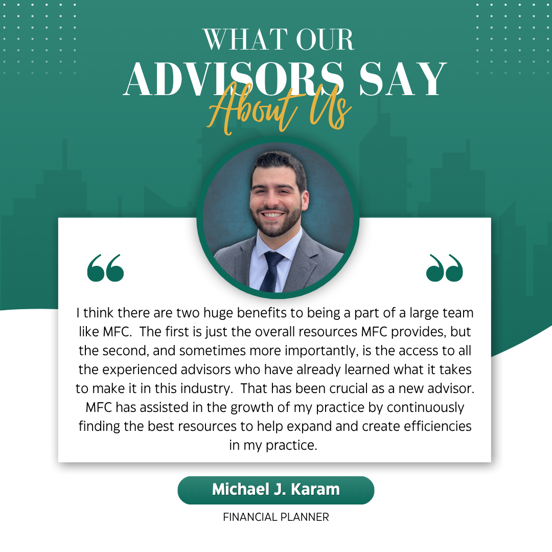 Advisor testimonial about Michigan Financial Companies providing resources, experienced advisor mentorship, and practice growth support