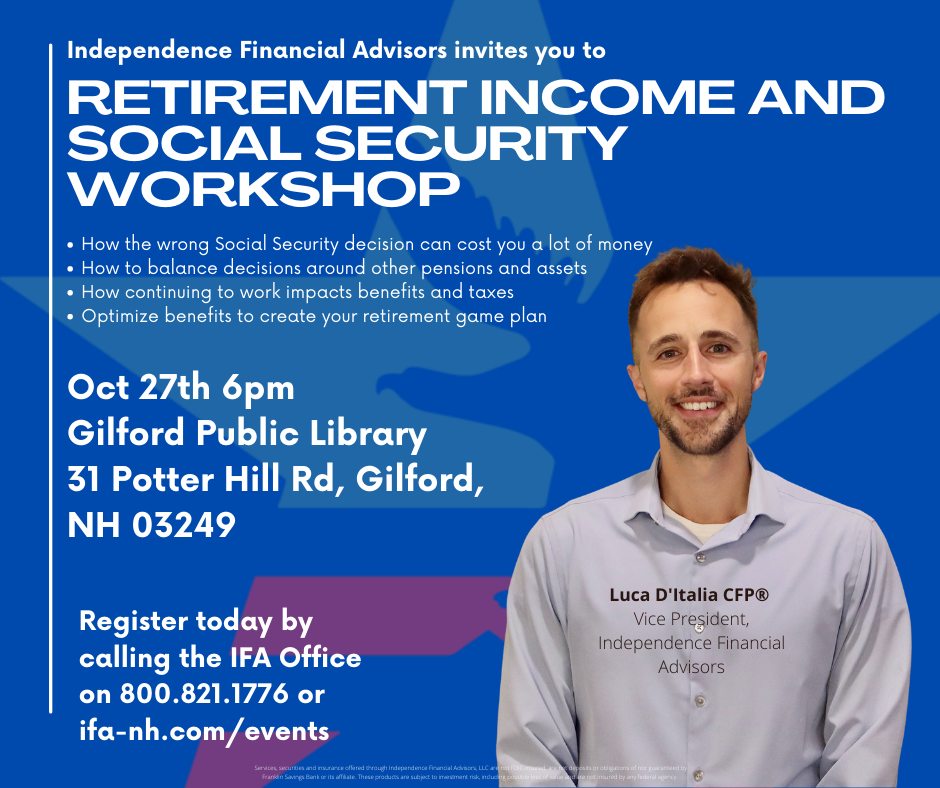 Retirement Income and Social Security Workshop-Gilford Library-Oct 27 Thumbnail