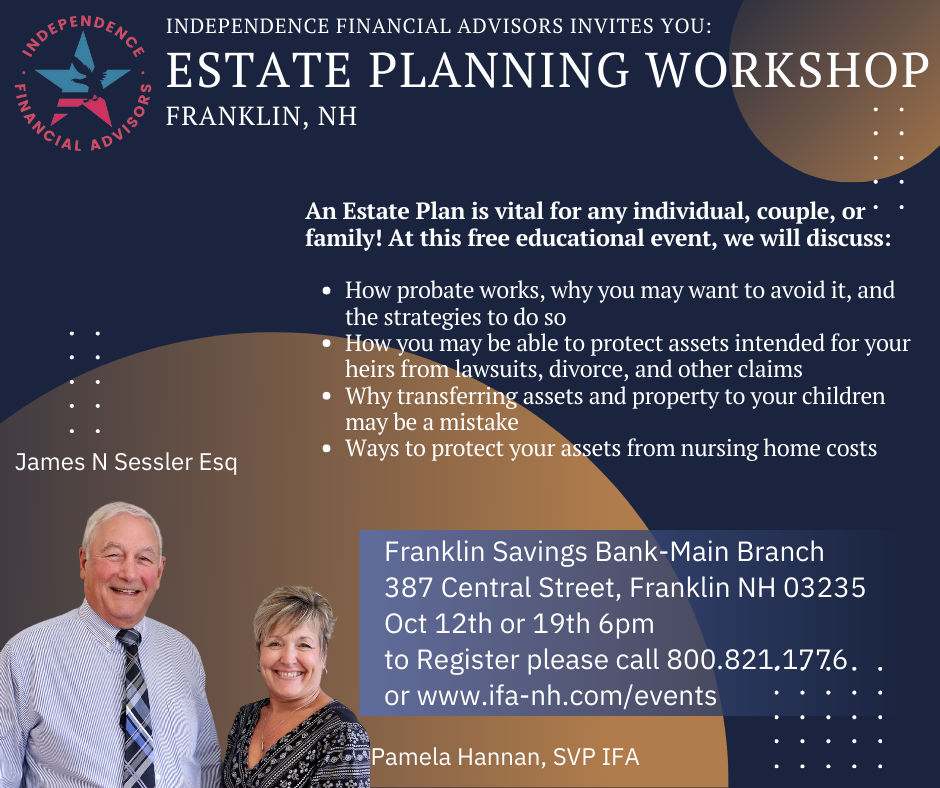 Estate Planning Workshop-Franklin NH-Oct 12th or Oct 19th Thumbnail