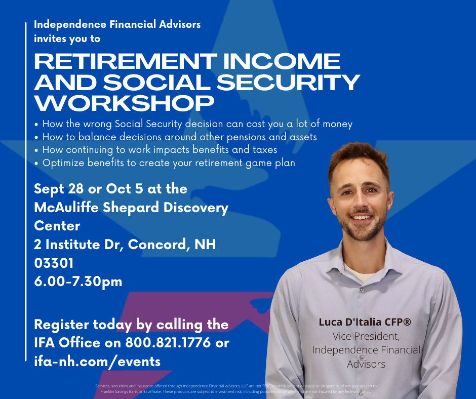 Retirement Income and Social Security Workshop-McAuliffe Shepard Discovery Center, Concord NH-Sept 28 or Oct 5 Thumbnail