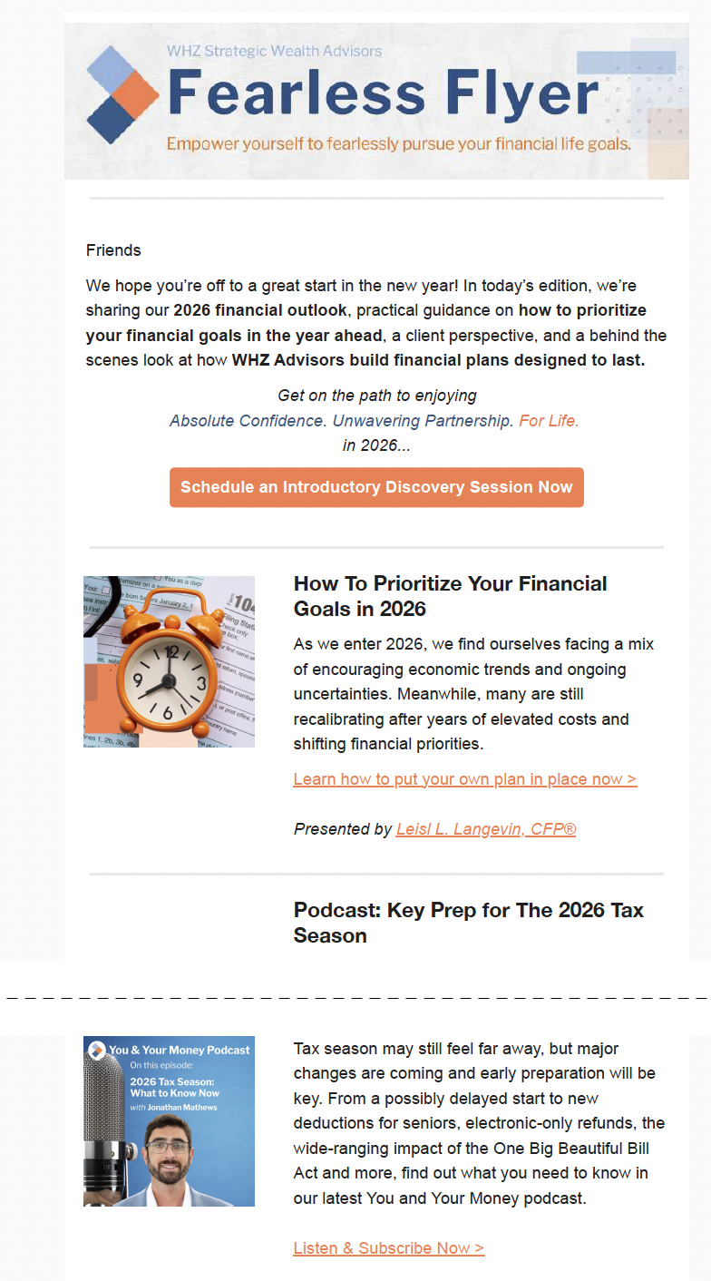 image of Weiss, Hale & Zahansky Strategic Wealth Advisors Fearless Flyer e-newsletter