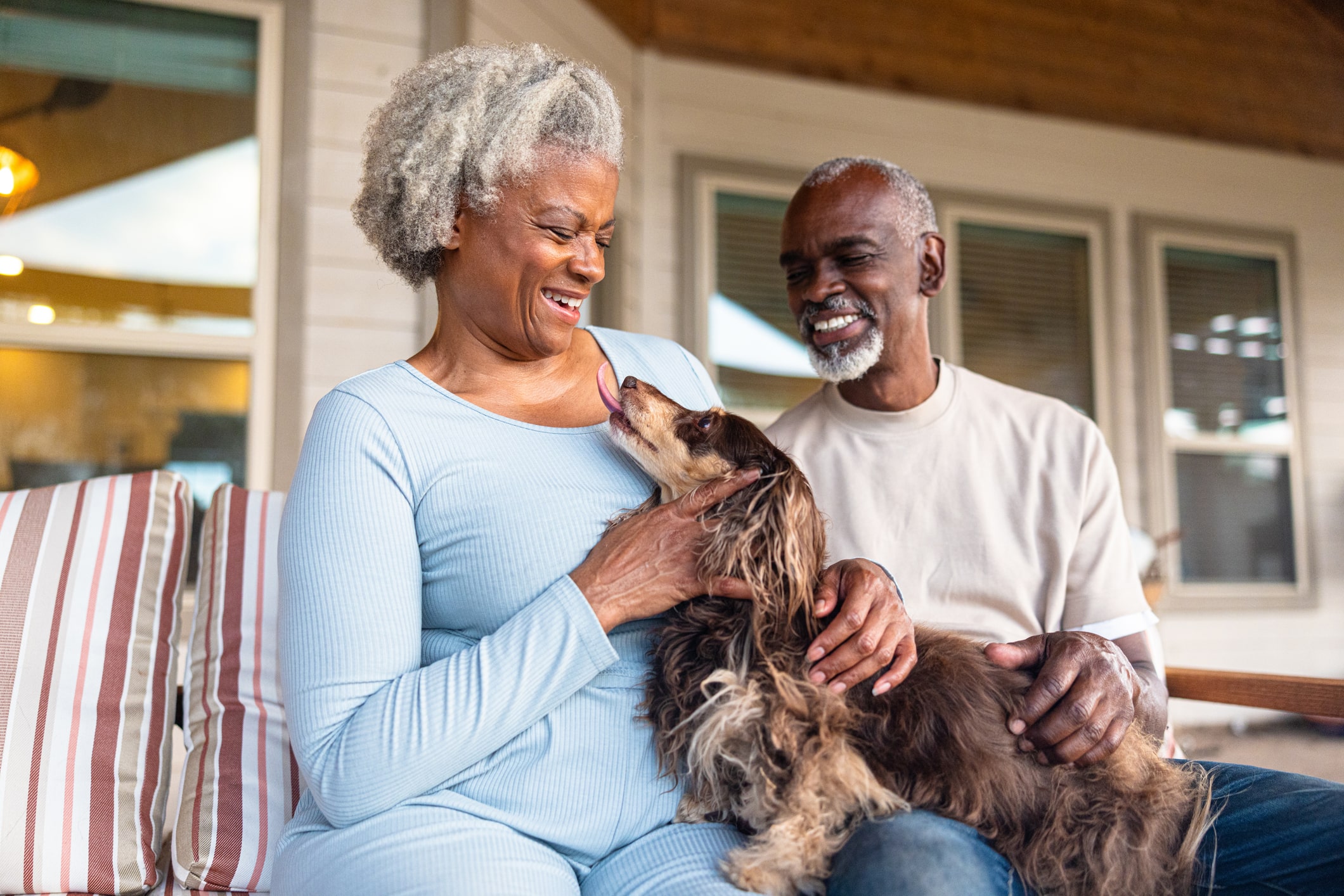 Retired couple with a dog